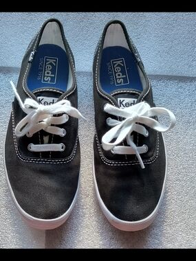 Keds Black Canvas Sneakers with White Laces